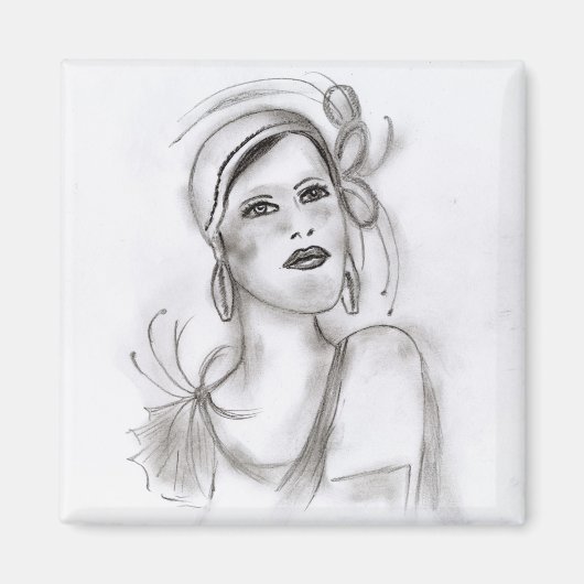 Art Deco Girl Magneet (Voorkant)