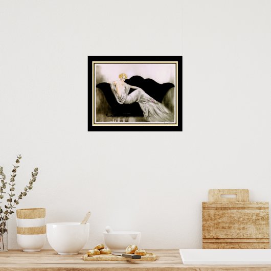 Art Deco "Girl on the Black Sofa" Poster (Keuken)
