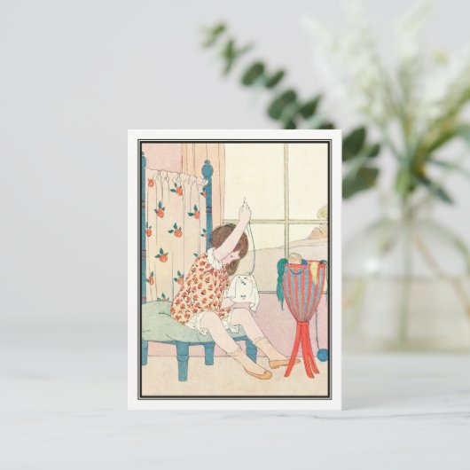 Art Deco Girl Sewing by H. Willebeek Le Mair Briefkaart (Staand voorkant)