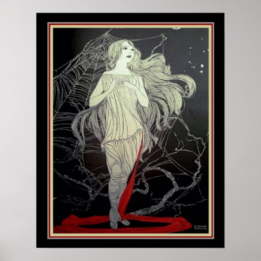 Art Deco "Girl & The Spider Web" 16 x 20 Poster (Voorkant)