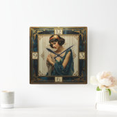 Art Deco Girl Vierkante Klok (Huis)