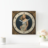 Art Deco Girl Vierkante Klok (Huis)
