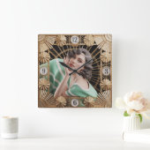 Art Deco Girl Vierkante Klok (Huis)