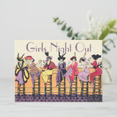  Art Deco Girls Uitnodiging voor een avondje uit (Staand voorkant)