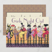  Art Deco Girls Uitnodiging voor een avondje uit (Voorkant / Achterkant)