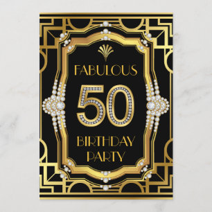 Art Deco Glam Fabuleus 50 Verjaardagsfeestje Kaart