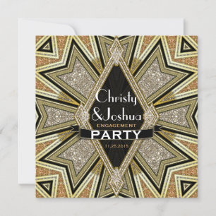 Art Deco Glam Glitter Uitnodiging voor Verlovingsf