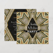 Art Deco Glam Glitter Uitnodiging voor Verlovingsf (Voorkant / Achterkant)
