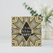 Art Deco Glam Glitter Uitnodiging voor Verlovingsf (Staand voorkant)