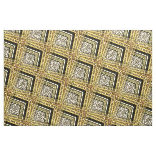 Art Deco Glam Gold Black Pattern Fabric Stof (Fat Quarter)