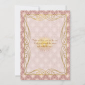 Art Deco Glam Gold Lijst Pink Shell Wedding Invite Kaart (Achterkant)