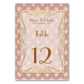 Art Deco Glam |Goud Lijst Roze Shell Tafelnummers (Voorkant)