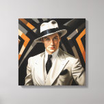 Art Deco Glam: Goud Man Canvas Afdruk<br><div class="desc">Glamoureuze twintigers Art Deco portret van een scherp gekleed man</div>