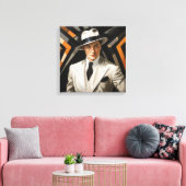 Art Deco Glam: Goud Man Canvas Afdruk (Insitu (Woonkamer))