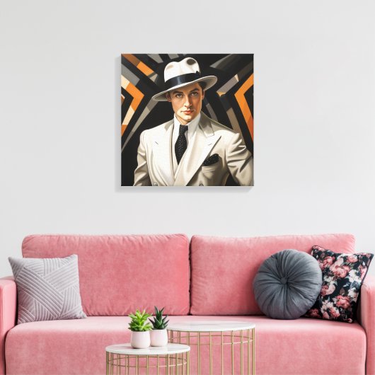 Art Deco Glam: Goud Man Canvas Afdruk (Insitu (Woonkamer))