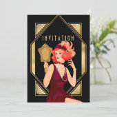 Art Deco Glam Meisje 60e Verjaardag Goud Zwart Kaart (Staand voorkant)