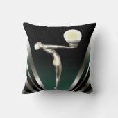 Art Deco Glam Nouveau | blauwgroen Kussen (Achterkant)