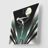 Art Deco Glam Nouveau | BLAUWGROEN Vierkante Klok (Hoek)