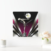 Art Deco Glam Nouveau | frambozen Vierkante Klok (Huis)