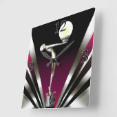 Art Deco Glam Nouveau | frambozen Vierkante Klok (Hoek)