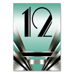 Art Deco Glam Nouveau Table Numbers   blauwgroen Kaart
