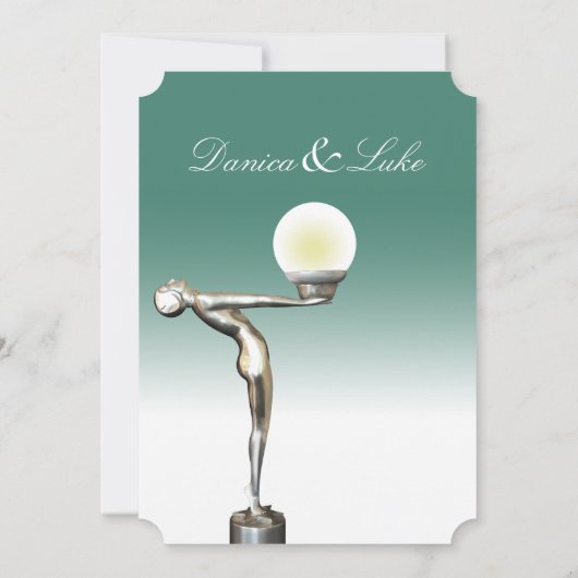 Art Deco Glam Nouveau Wedding | blauwgroen Kaart (Achterkant)