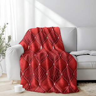 Art Deco Glam Rode Valentijnsdag Patroon Fleece Deken