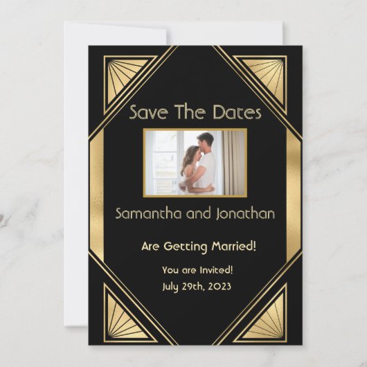 Art Deco Glam  Save the Dates Kaart (Voorkant)