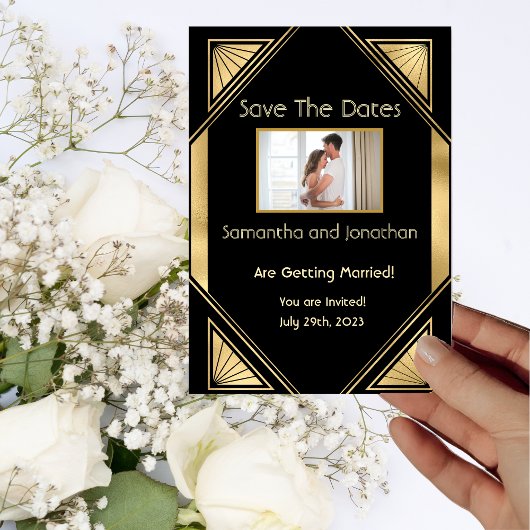Art Deco Glam Save the Dates Kaart