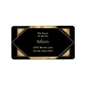 Art Deco Glam Vintage Bruiloft Retouradres Etiket (Voorkant)