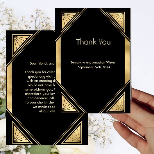 Art Deco Glam Vintage Dank u Kaart