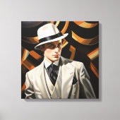 Art Deco Glam: Zilver Man Canvas Afdruk (Voorkant)