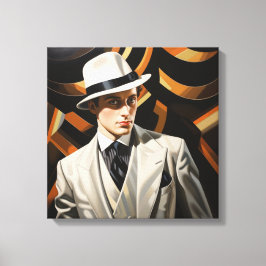 Art Deco Glam: Zilver Man Canvas Afdruk