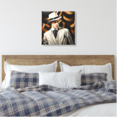Art Deco Glam: Zilver Man Canvas Afdruk (Insitu (Slaapkamer))