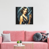Art Deco Glam: zilveren vrouw Canvas Afdruk (Insitu (Woonkamer))