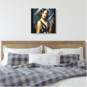 Art Deco Glam: zilveren vrouw Canvas Afdruk (Insitu (Slaapkamer))
