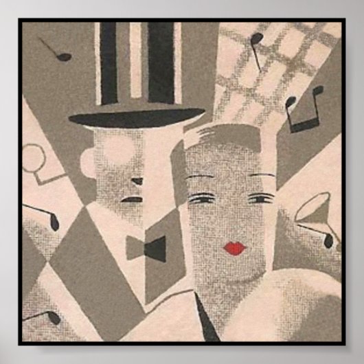Art Deco Glamor Couple  Japans Poster (Voorkant)