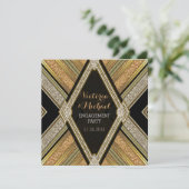 Art Deco Glamor Engagement Party Kaart (Staand voorkant)