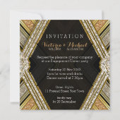 Art Deco Glamor Engagement Party Kaart (Achterkant)