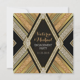 Art Deco Glamor Engagement Party Kaart