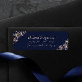 Art Deco Glamor | Navy Blue Roos Gold Address Etiket