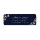 Art Deco Glamor | Navy Blue Roos Gold Address Etiket (Voorkant)