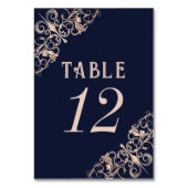 Art Deco Glamor | Navy Blue Roos Gold Ornamental Kaart (Achterkant)