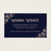 Art Deco Glamor | Website Navy Blue Blush Wedding Visitekaartje (Voorkant)