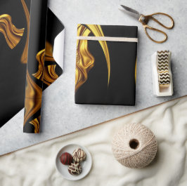 Art Deco Glamour: Abstract Vloeibaar Goud Luxe Cad Cadeaupapier