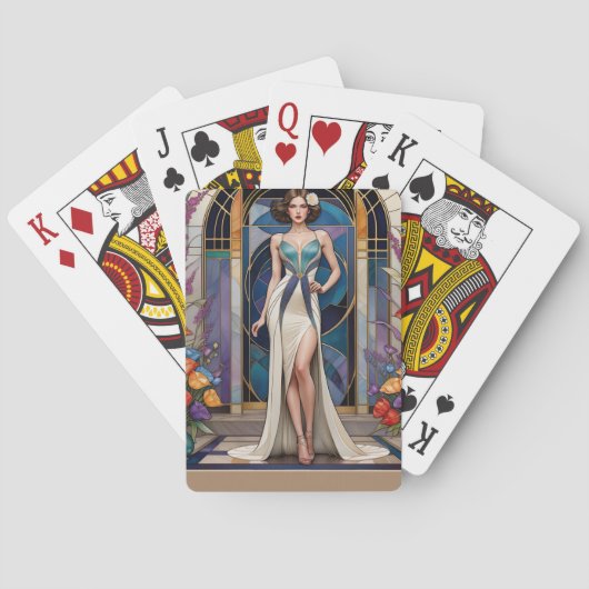 Art Deco Glamour Dames Pokerkaarten (Achterkant)