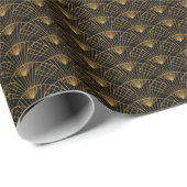 Art Deco Glamour: Gouden Fan. Cadeaupapier (Rol Hoek)