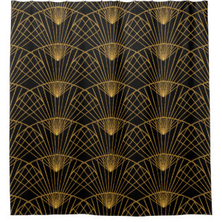 Art Deco Glamour: Gouden Fan. Douchegordijn