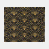 Art Deco Glamour: Gouden Fan. Fleece Deken (Voorkant (Horizontaal))