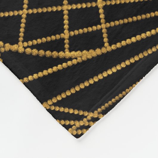 Art Deco Glamour: Gouden Fan. Fleece Deken (Hoek)
